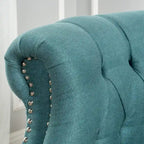 Tufted Fabric Club Chair with Studded Arms