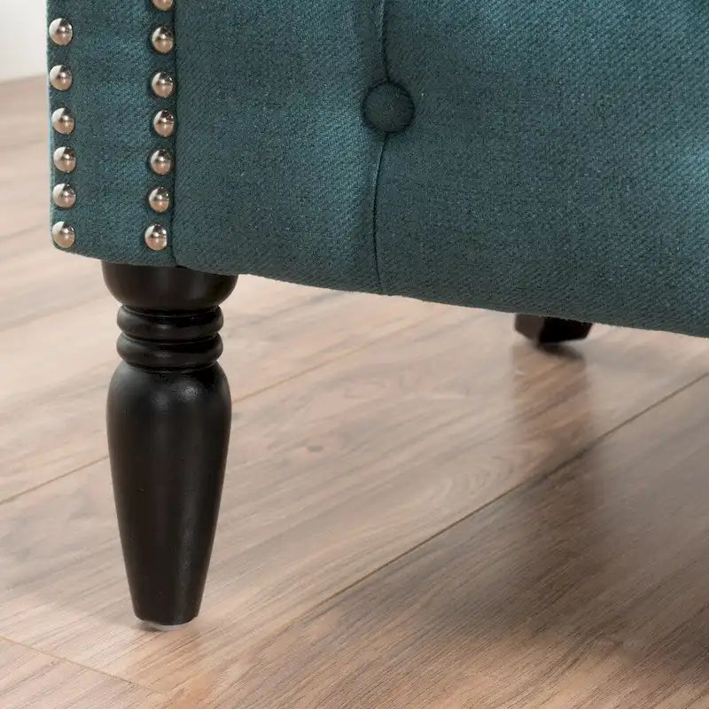 Tufted Fabric Club Chair with Studded Arms
