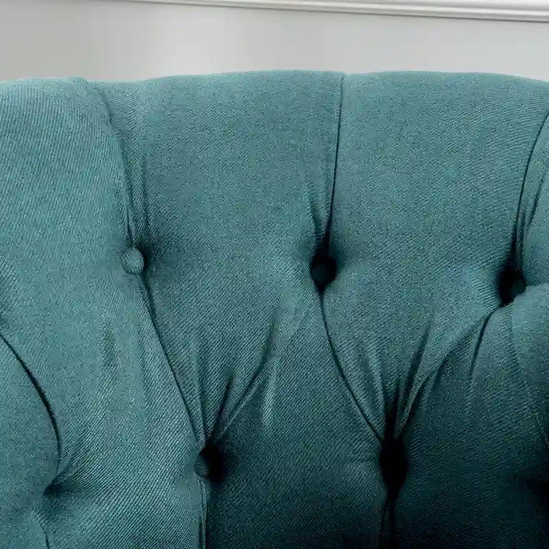 Tufted Fabric Club Chair with Studded Arms