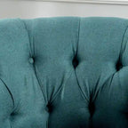 Tufted Fabric Club Chair with Studded Arms