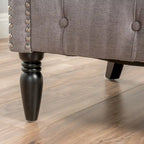 Tufted Fabric Club Chair with Studded Arms