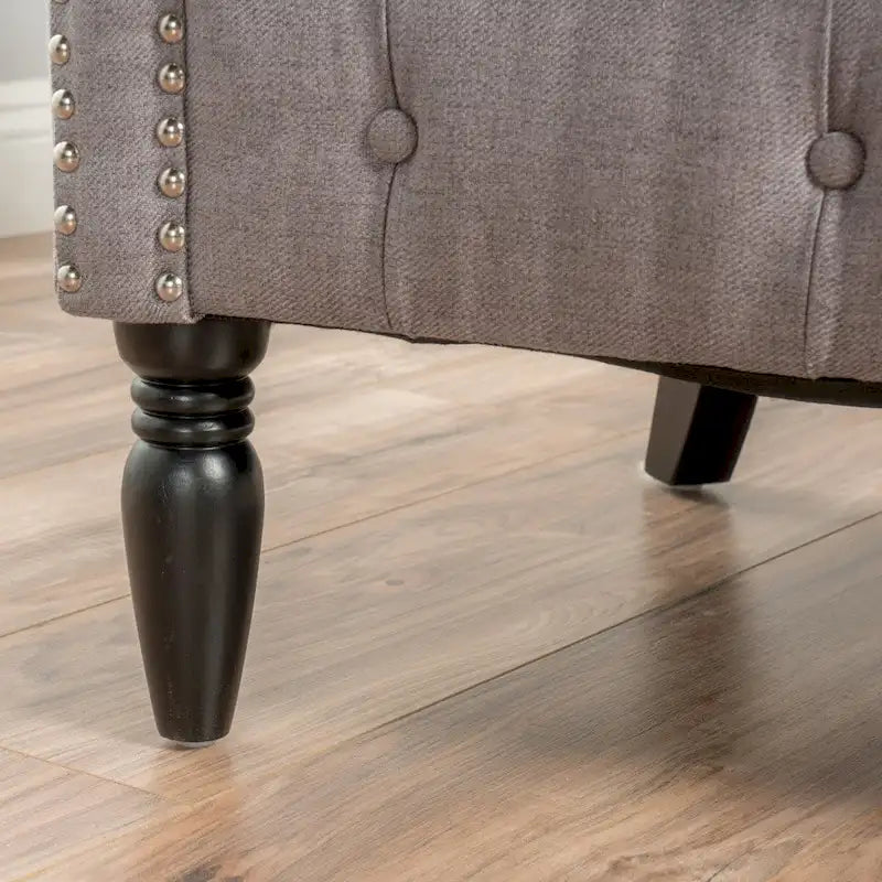 Tufted Fabric Club Chair with Studded Arms