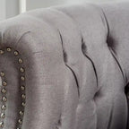 Tufted Fabric Club Chair with Studded Arms