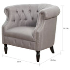 Tufted Fabric Club Chair with Studded Arms