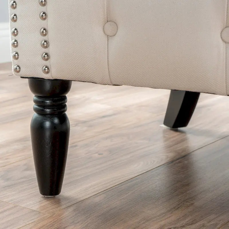 Tufted Fabric Club Chair with Studded Arms