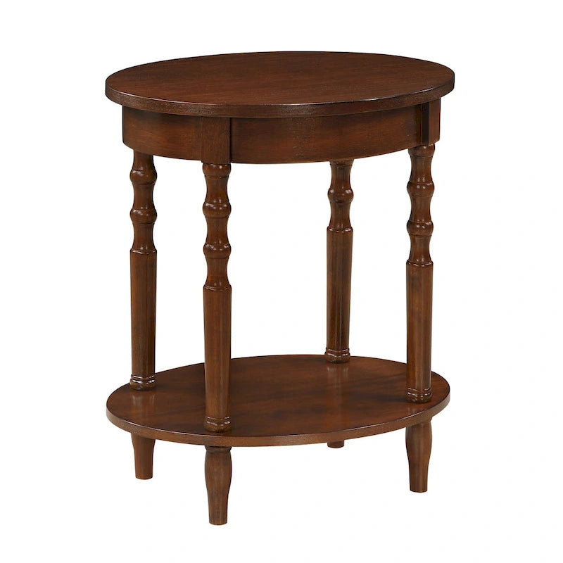 Oval End Table with Lower Shelf
