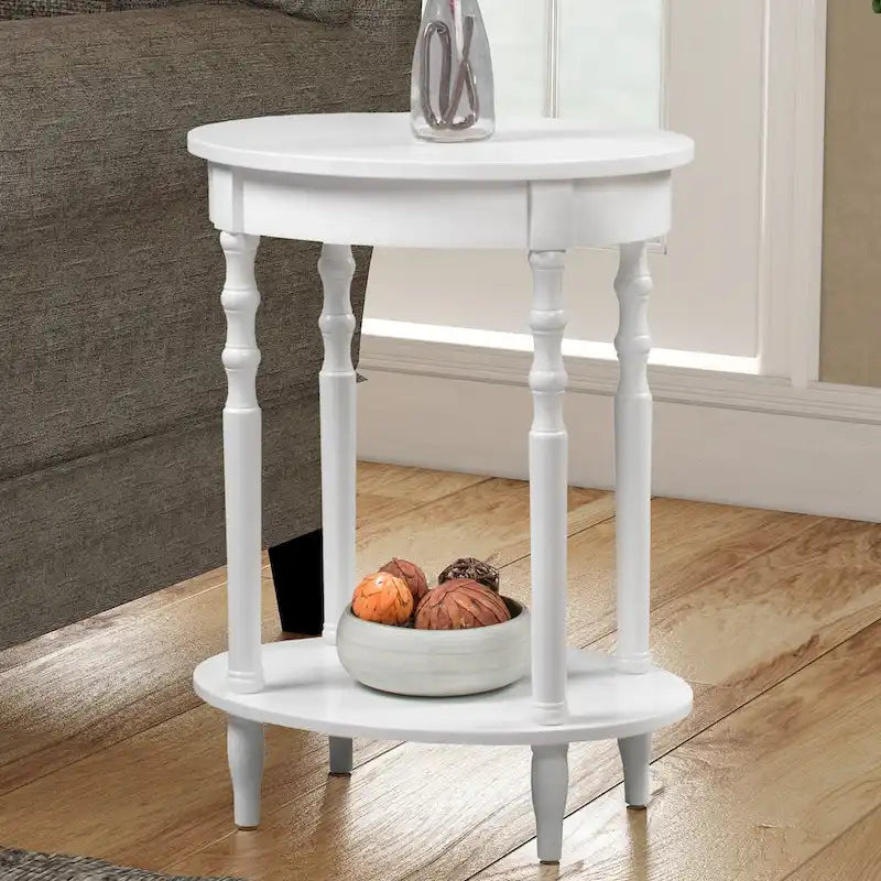 Oval End Table with Lower Shelf