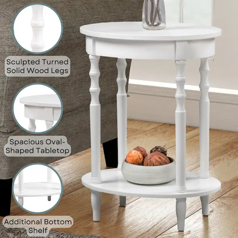 Oval End Table with Lower Shelf