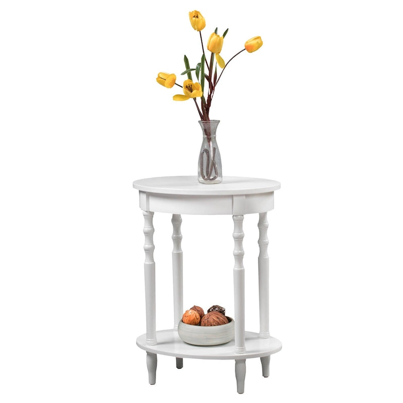 Oval End Table with Lower Shelf