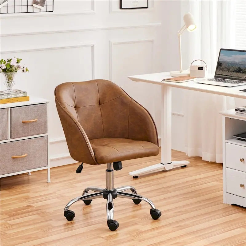 Adjustable Velvet Swivel Office Chair with Armrests