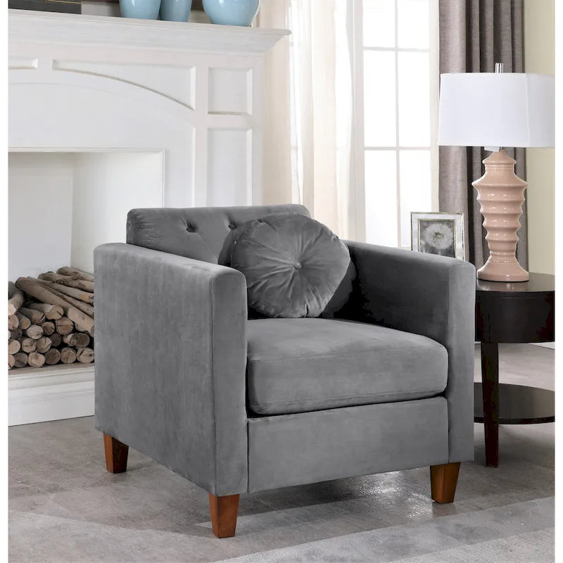 Crushed Velvet Chesterfield-Style Armchair