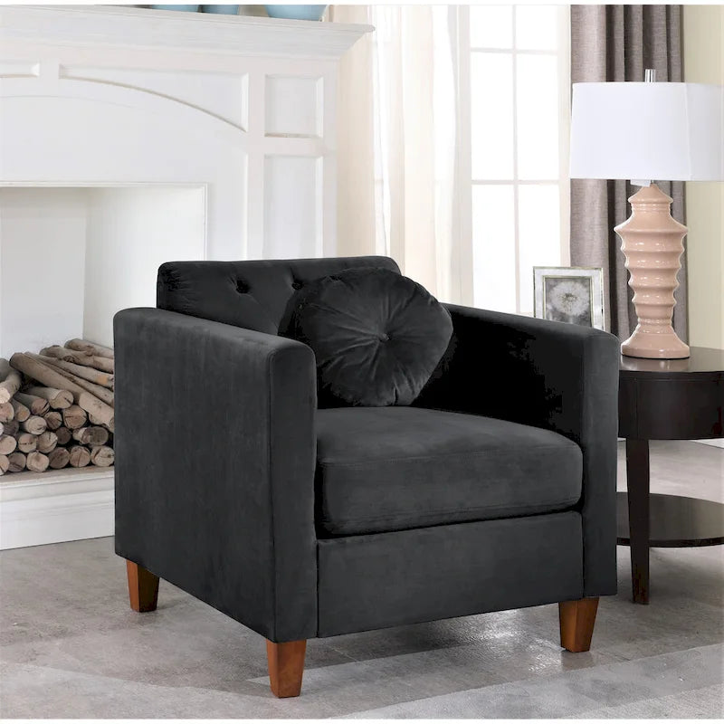Crushed Velvet Chesterfield-Style Armchair