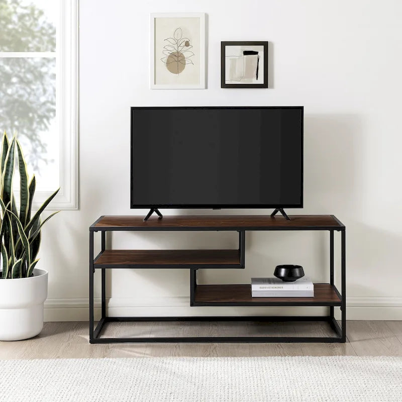 Modern TV Stand with Two Floating Shelves