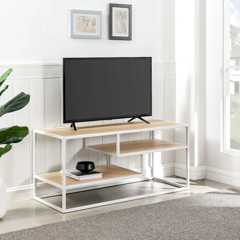 Modern TV Stand with Two Floating Shelves