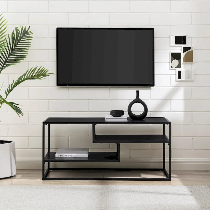 Modern TV Stand with Two Floating Shelves