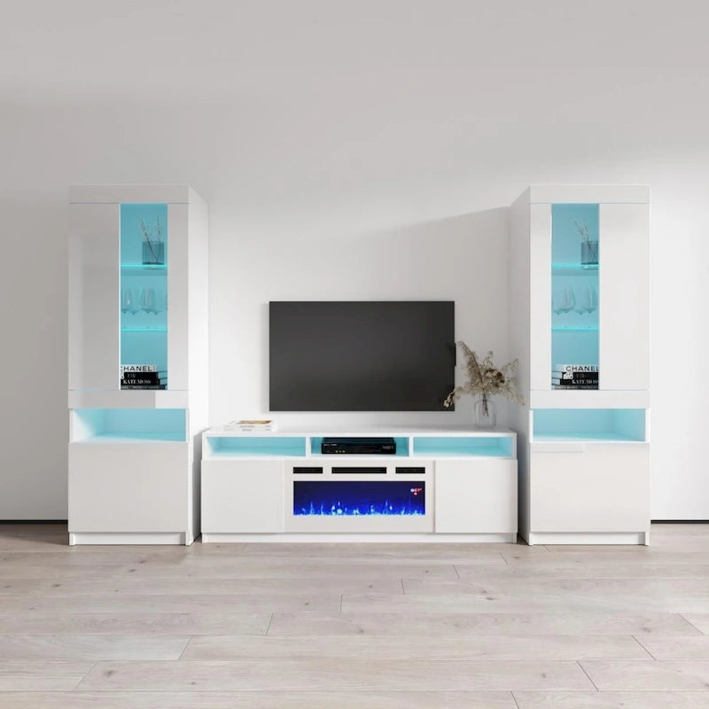 Modern Wall Unit Electric Fireplace Entertainment Center