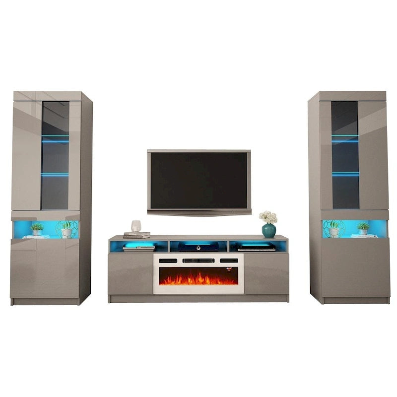 Modern Wall Unit Electric Fireplace Entertainment Center