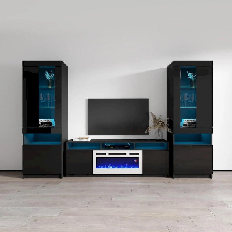 Modern Wall Unit Electric Fireplace Entertainment Center