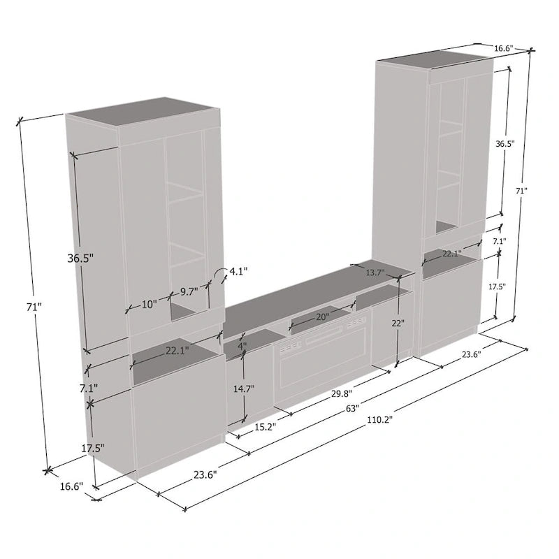 Modern Wall Unit Electric Fireplace Entertainment Center