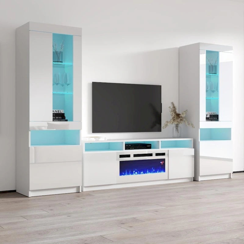 Modern Wall Unit Electric Fireplace Entertainment Center