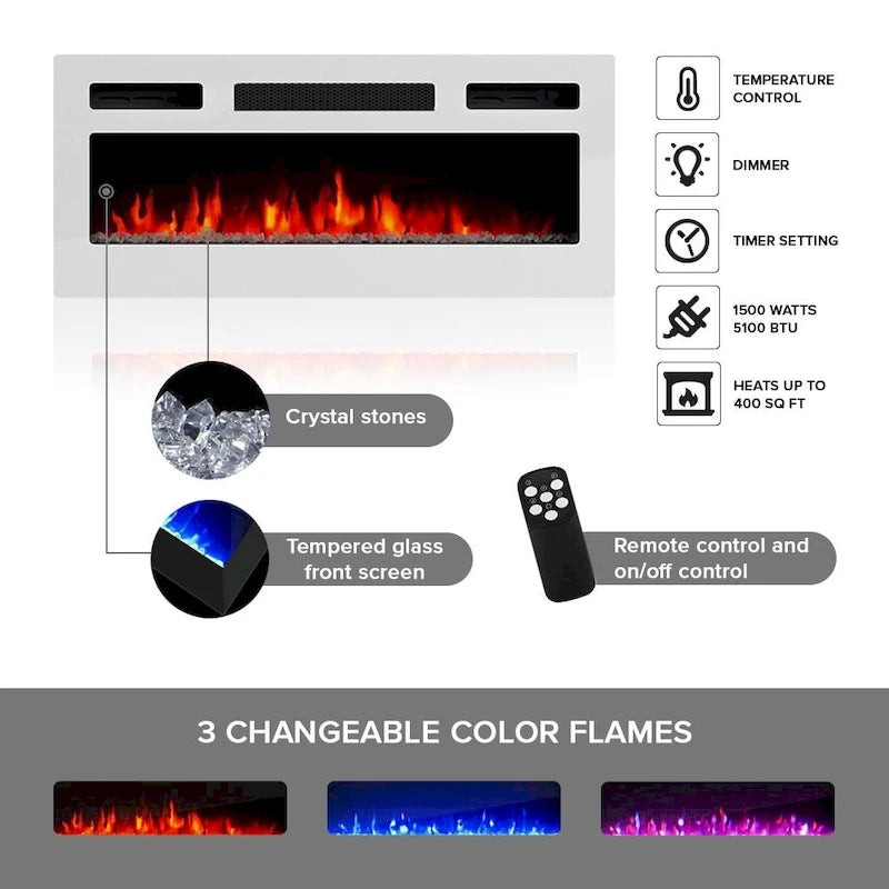 Modern Wall Unit Electric Fireplace Entertainment Center