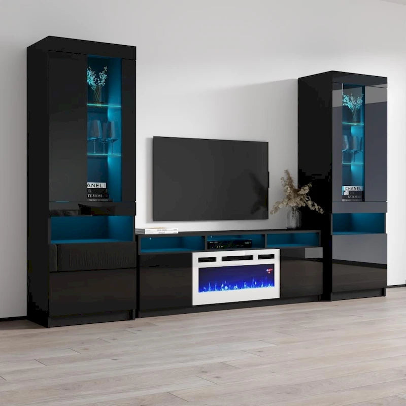 Modern Wall Unit Electric Fireplace Entertainment Center