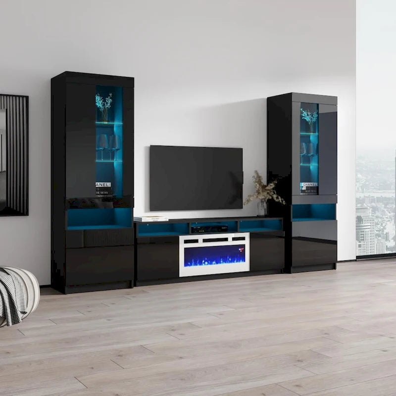 Modern Wall Unit Electric Fireplace Entertainment Center