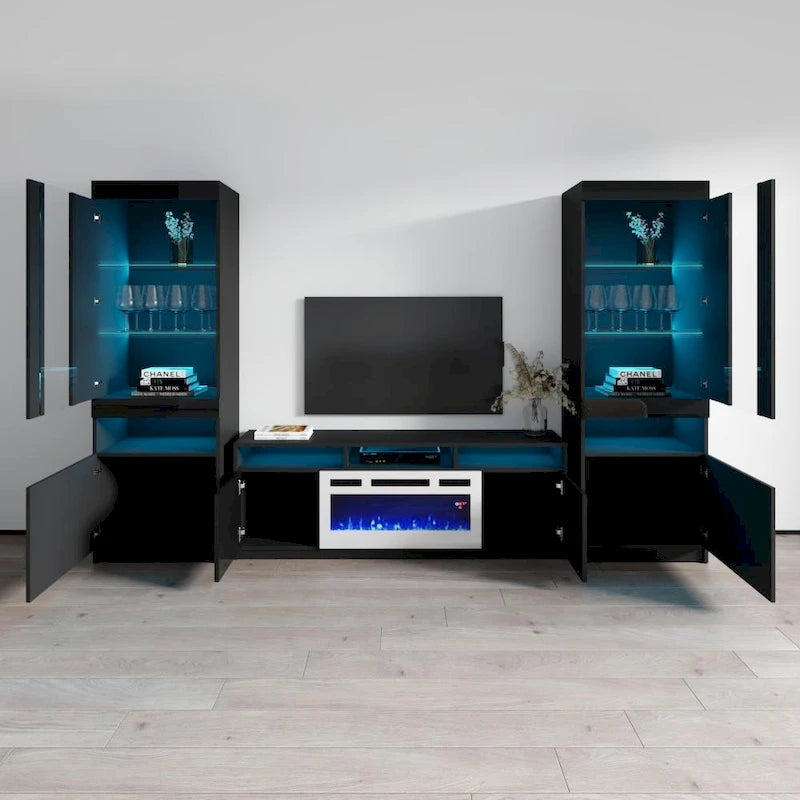Modern Wall Unit Electric Fireplace Entertainment Center