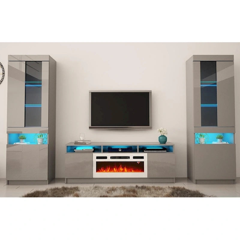 Modern Wall Unit Electric Fireplace Entertainment Center