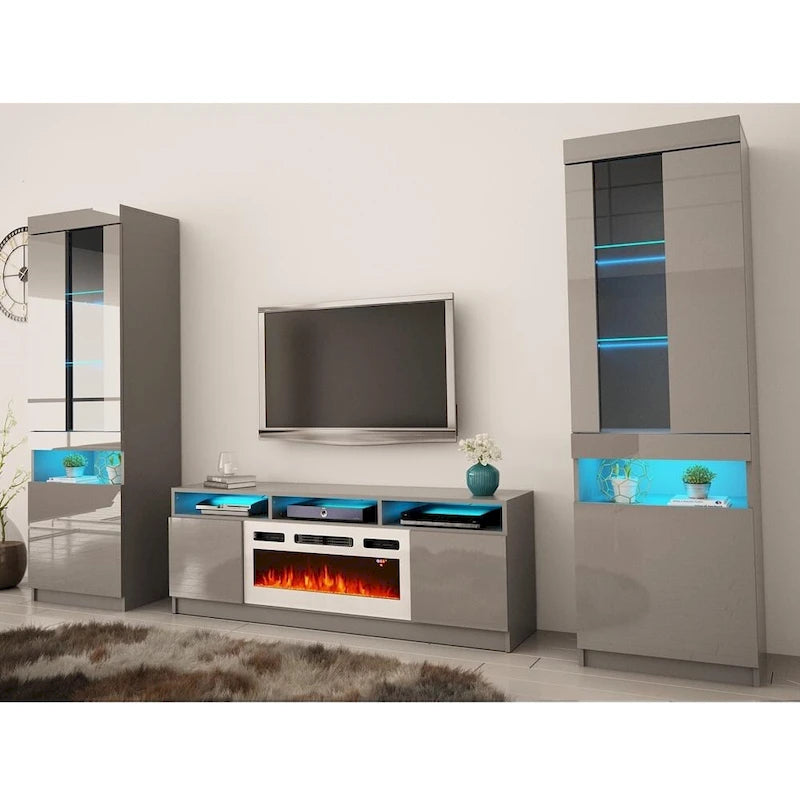 Modern Wall Unit Electric Fireplace Entertainment Center