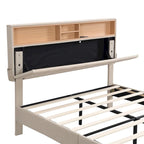 Upholstered Platform Bed with Storage Headboard and USB Ports