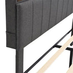 Upholstered Platform Bed with Storage Headboard and USB Ports