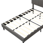 Upholstered Platform Bed with Storage Headboard and USB Ports