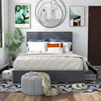 Upholstered Platform Bed with Four Underbed Drawers