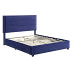 Upholstered Platform Bed with Four Underbed Drawers