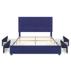 Upholstered Platform Bed with Four Underbed Drawers