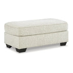 Beige Crosshatch Chenille Ottoman