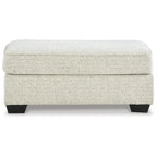 Beige Crosshatch Chenille Ottoman