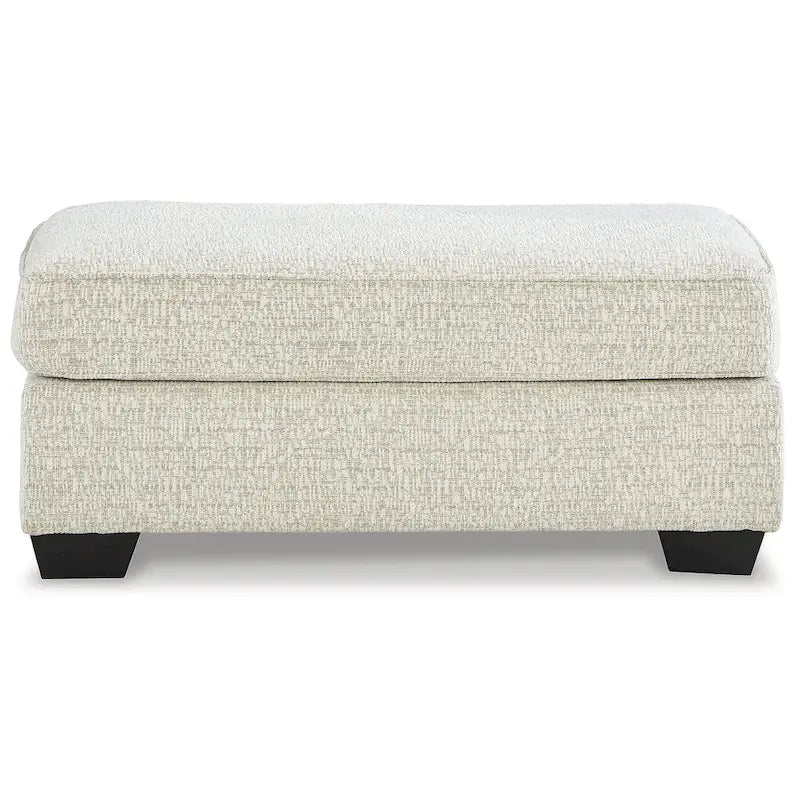 Beige Crosshatch Chenille Ottoman