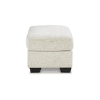 Beige Crosshatch Chenille Ottoman