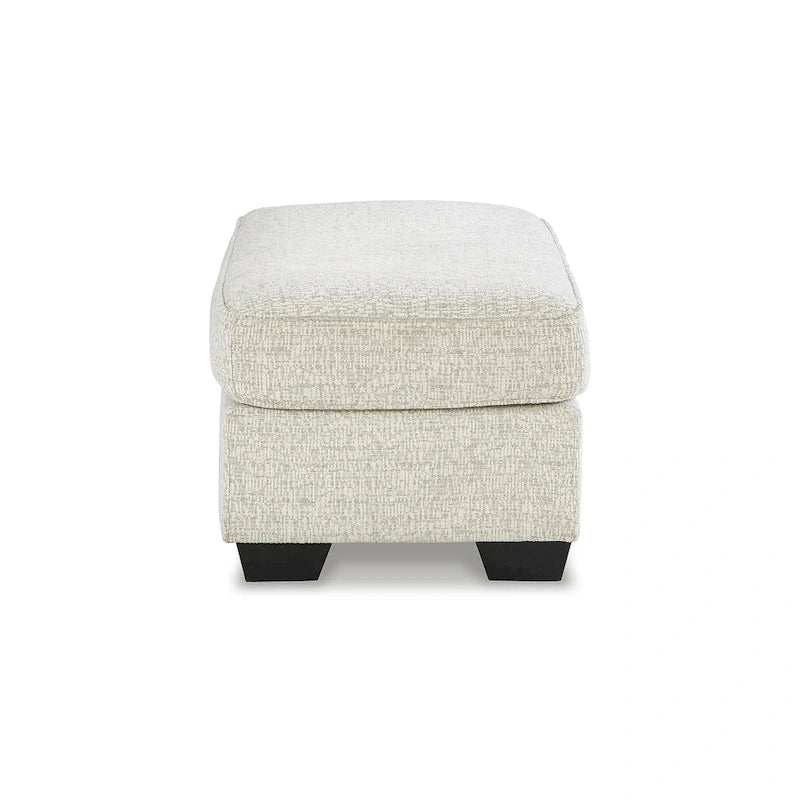 Beige Crosshatch Chenille Ottoman