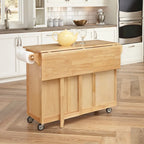 Wood Kitchen Cart with Breakfast Bar