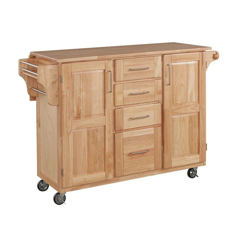 Wood Kitchen Cart with Breakfast Bar