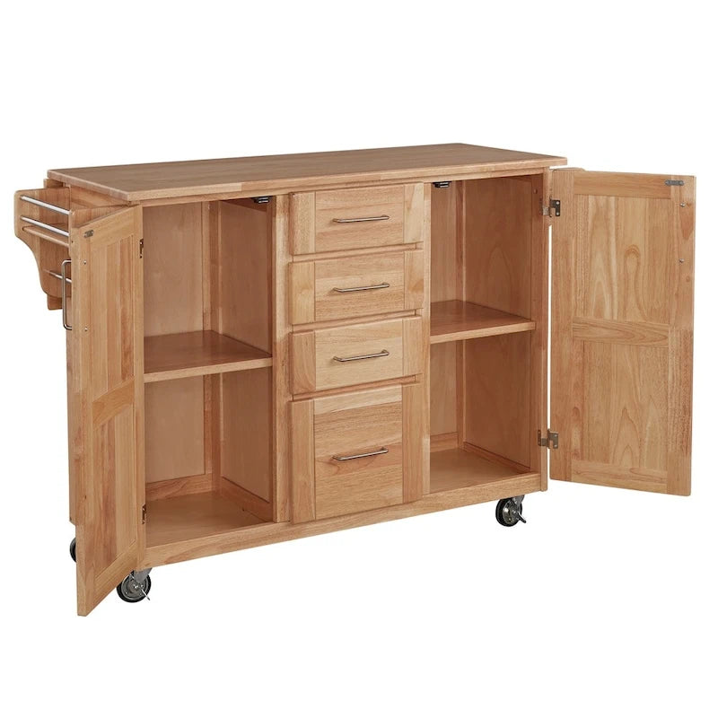 Wood Kitchen Cart with Breakfast Bar