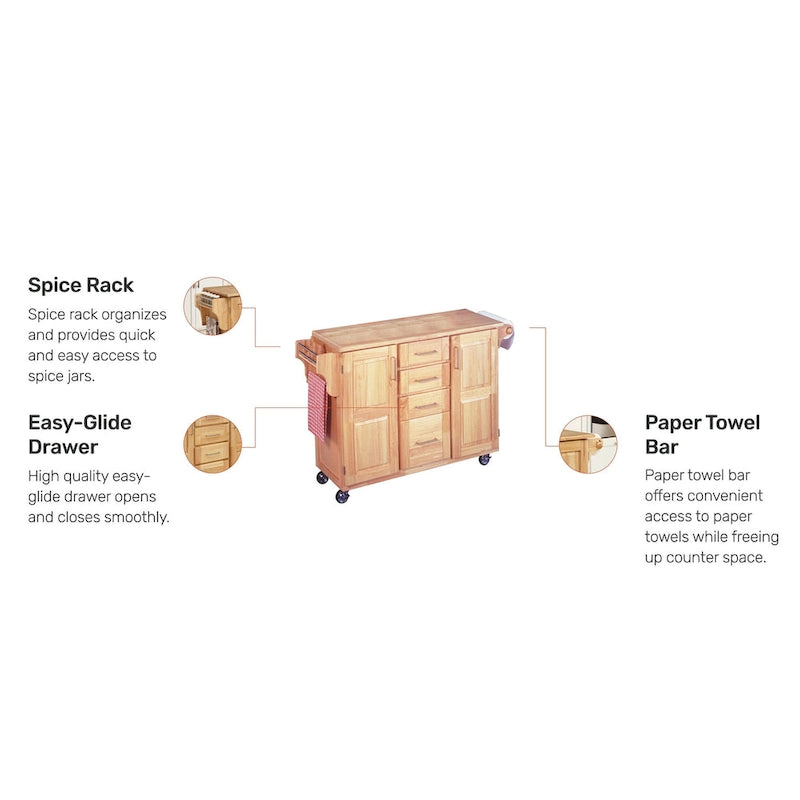Wood Kitchen Cart with Breakfast Bar