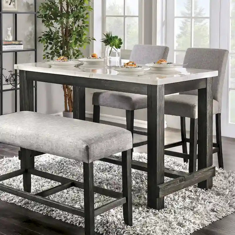 60-Inch Counter-Height Dining Table with Marble Top