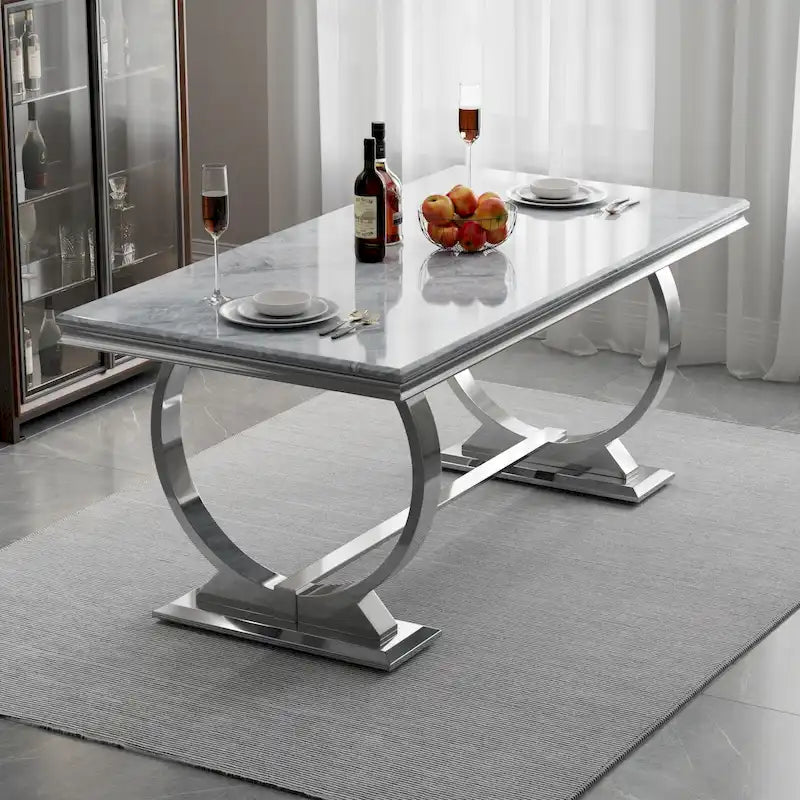 72-Inch Rectangular Dining Table with Metal Base