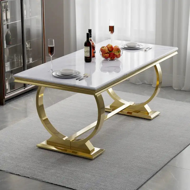 72-Inch Rectangular Dining Table with Metal Base