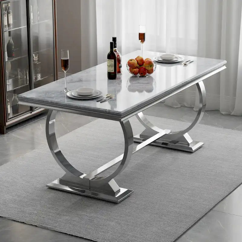 72-Inch Rectangular Dining Table with Metal Base