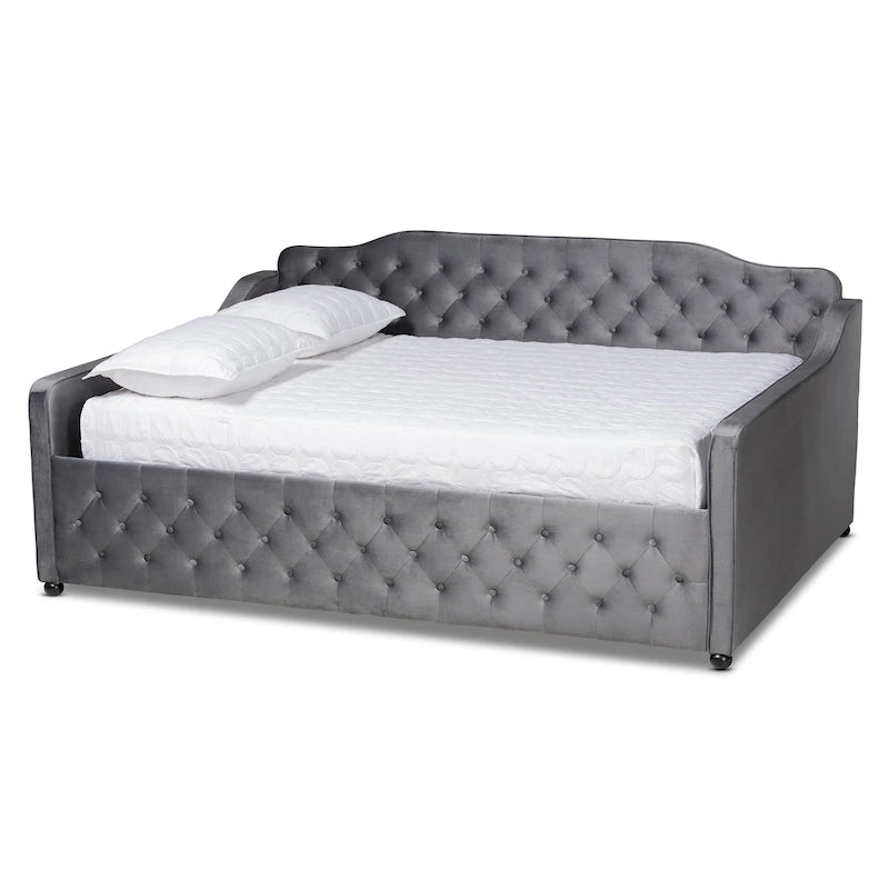 Upholstered Daybed with Trundle and Button-Tufted Back